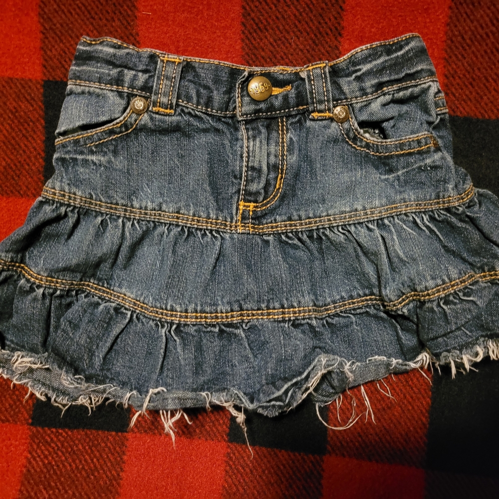 GAP Blue Denim Skirt with Ruffled Tiers